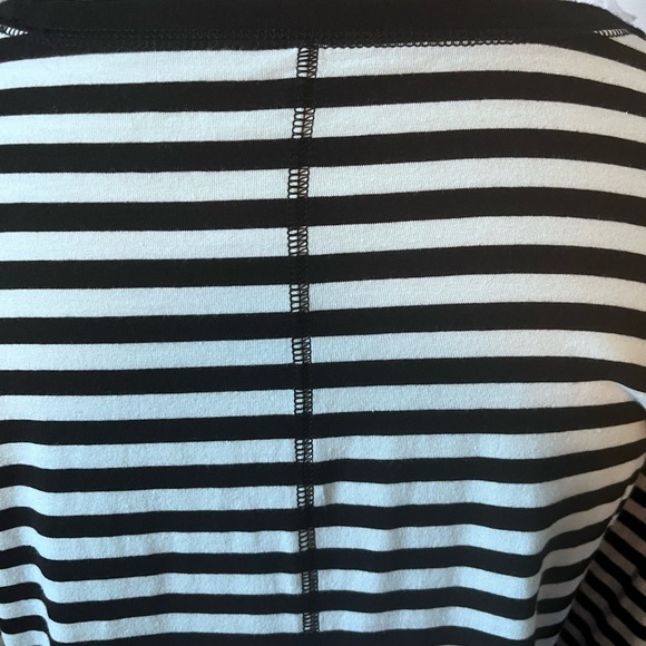 a.n.a Black White Striped Tunic Long Cuffed Sleeves Cotton Blend Size Large - Picture 3 of 10